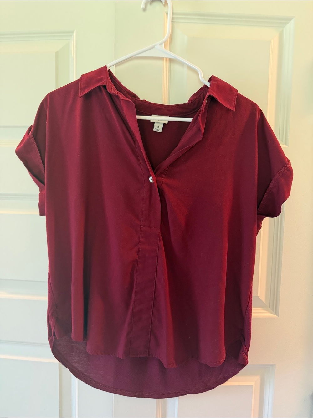 a new day Burgundy Short Sleeve Button-Front Shirt